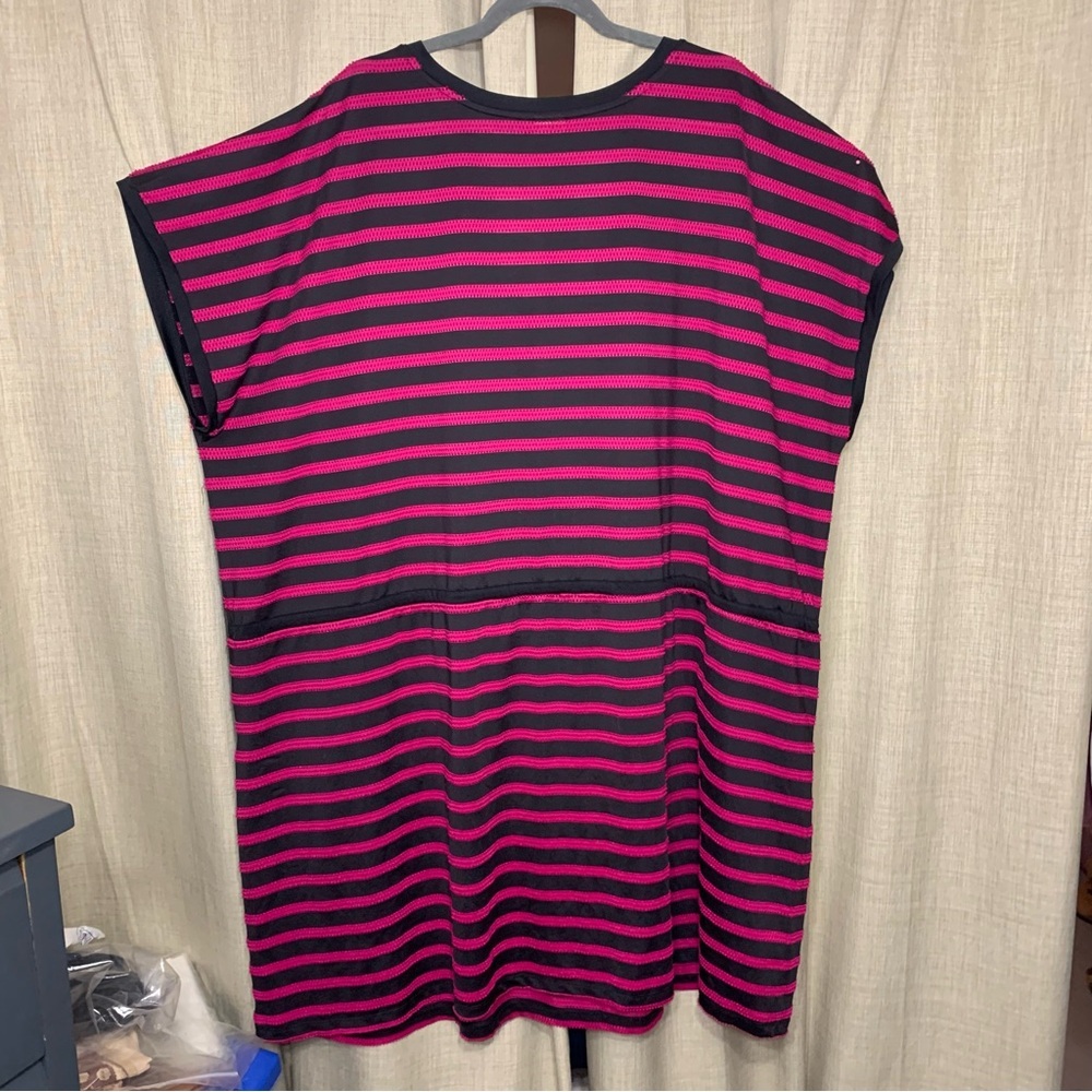 Sea Striped Swim Cover-Up 5XL Pink Black Drawstring Beach Resort Pullover Dress - Picture 9 of 11